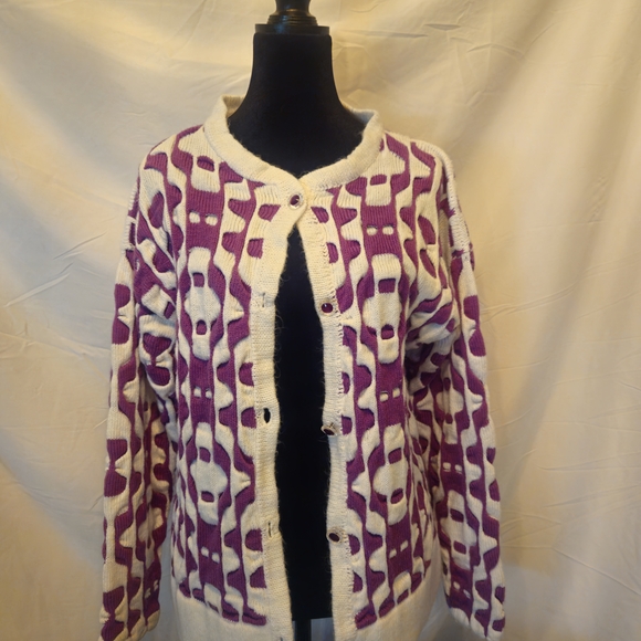 Vintage, Classic Purple And White Women's Sweater - Picture 1 of 7